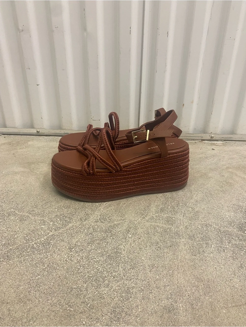 Kelsi Dagger Brown Platform Rope Sandals, Size 9